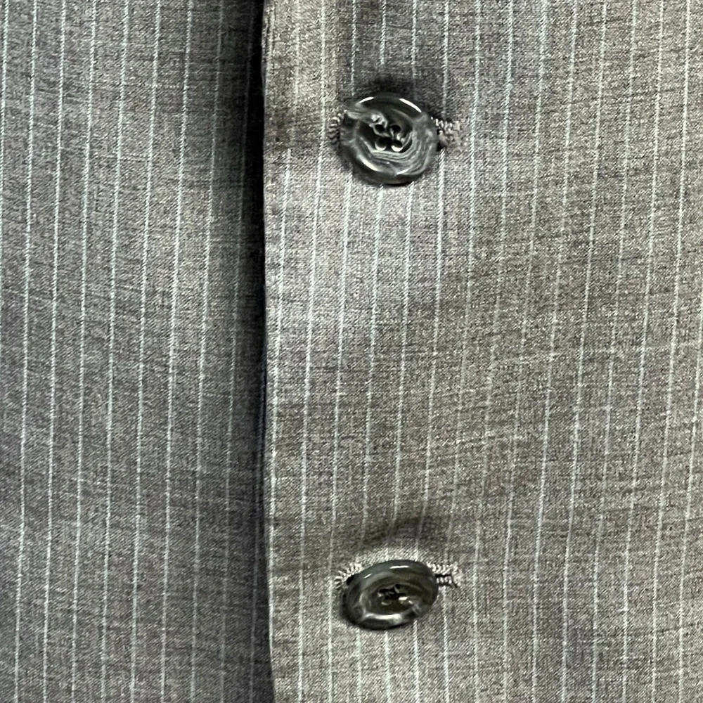 VTG‎ Innocenti Tom James Jacket 46 Grey Blue Pinstripe 2 Button Single Breasted